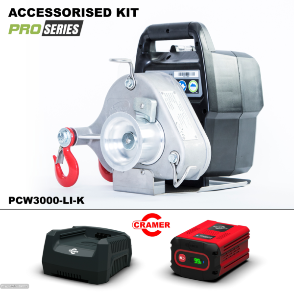 Portable Winch Company - PCW3000-Li + 5.0Ah Battery + Charger